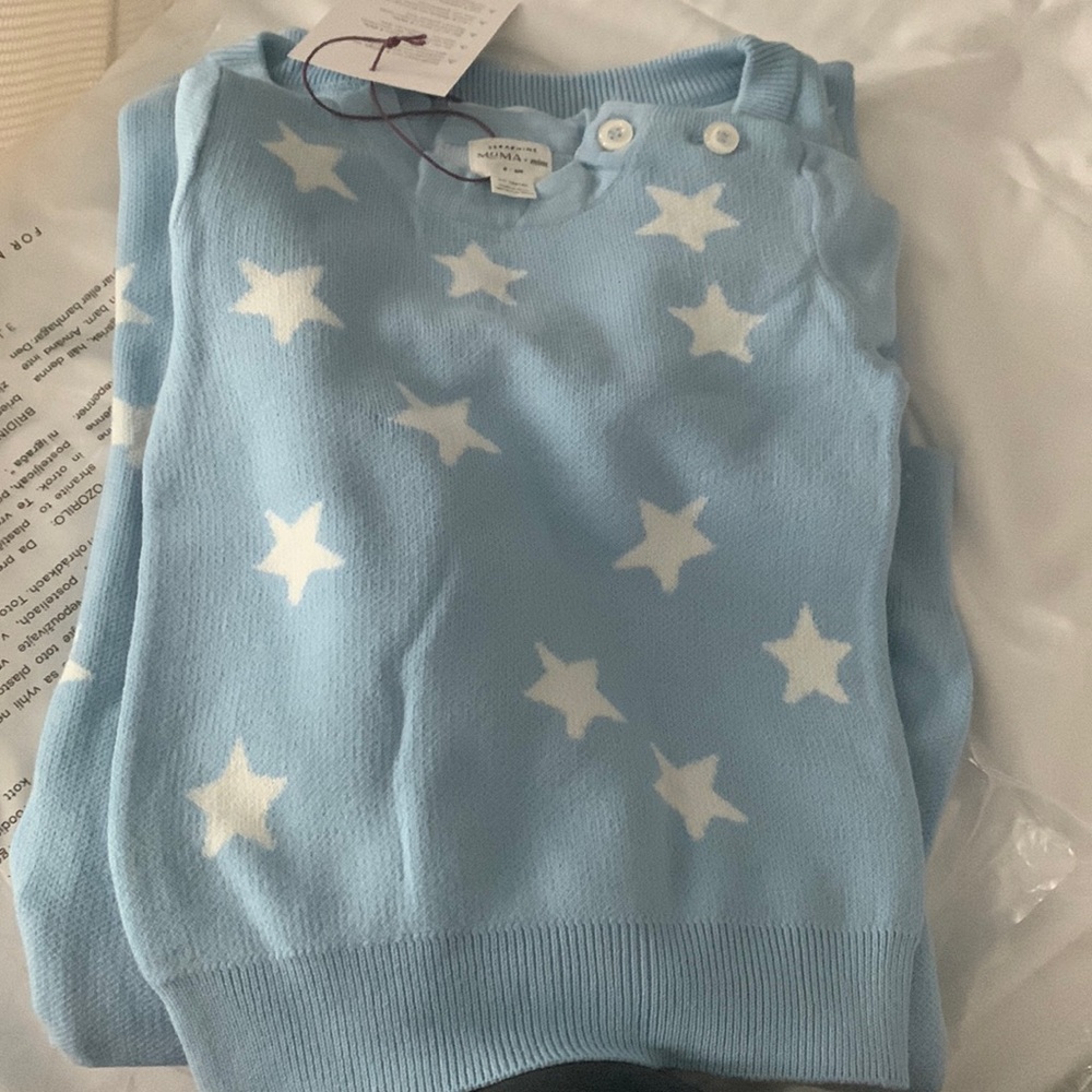 Seraphine mommy and me matching light blue sweater with stars